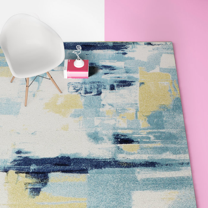 Hashtag Home Coughlin Abstract Ivory/Blue Area Rug & Reviews Wayfair